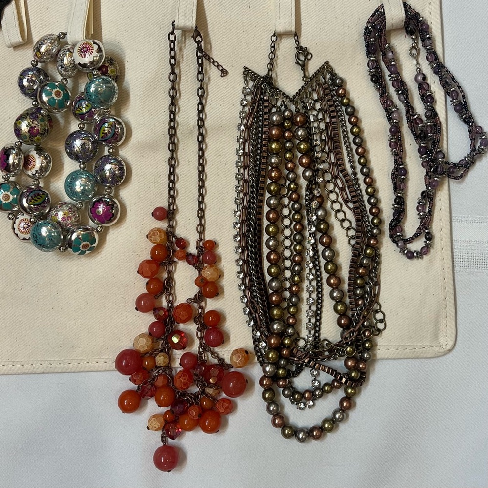 Necklaces Organizer BUNDLE Hanging Organizer Two Sided Natural Canvas‎ Necklaces - Picture 6 of 11